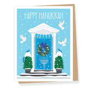 Hanukkah Blue Door, Chanukah Card