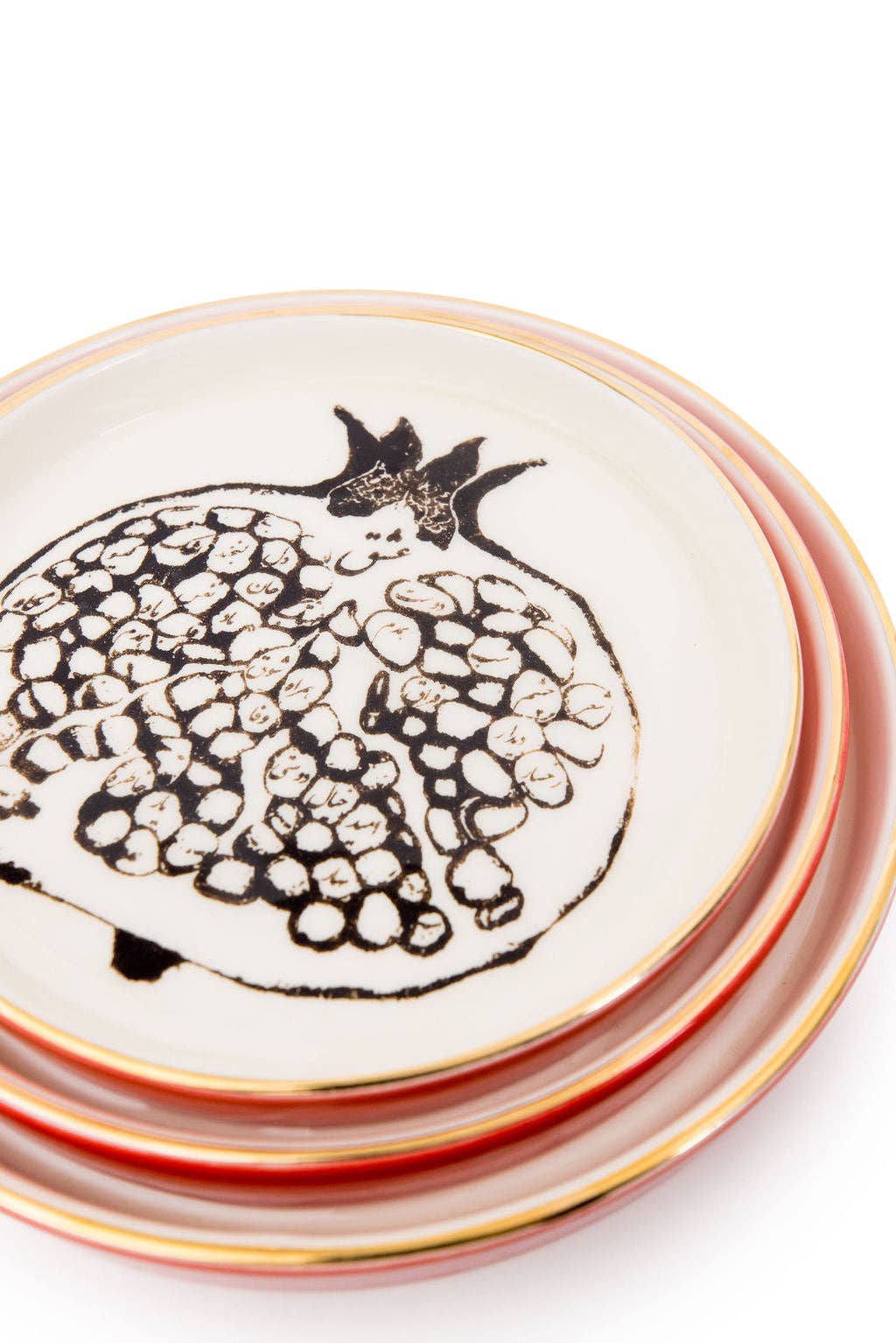 Round Ceramic Pomegranate Serving Trays | set Of 3