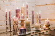 Henna Blue on White Candle