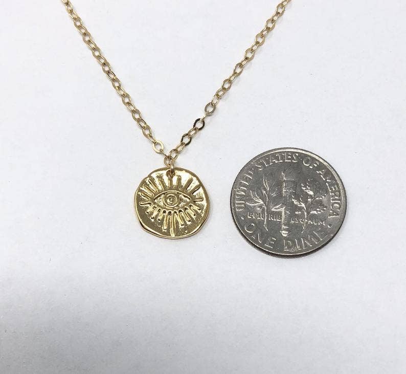 Evil Eye Coin Pendant Necklace