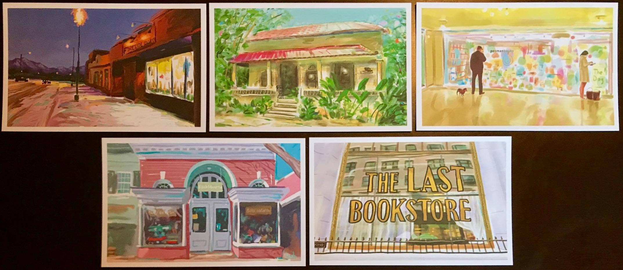 Postcards of Bookshops, Lucky Dip Set, Cool Illustrations