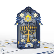 Elegant Stained Glass Hanukkah Card, Pop-Up Cards