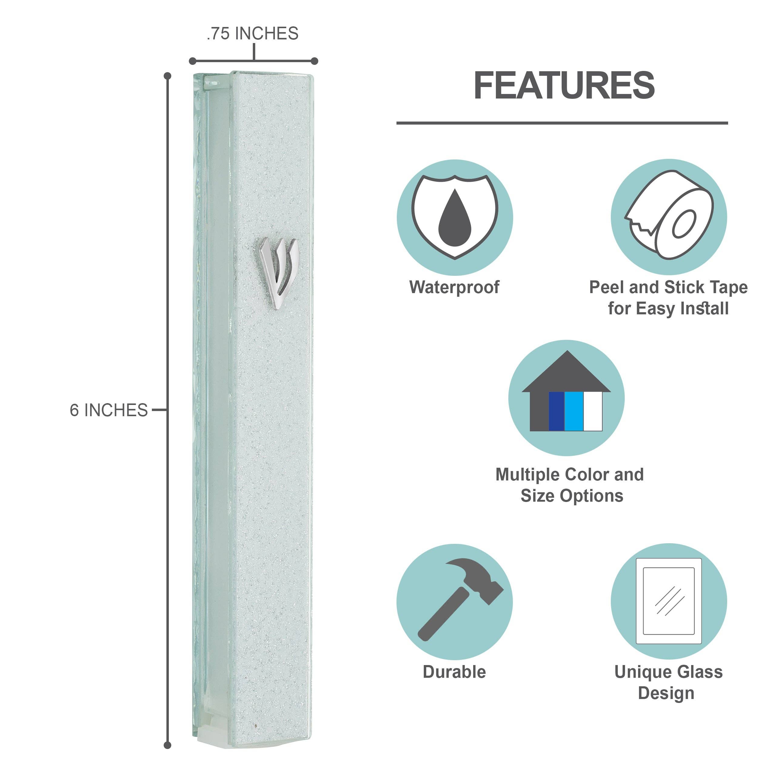 Silver Glitter Glass Mezuzah