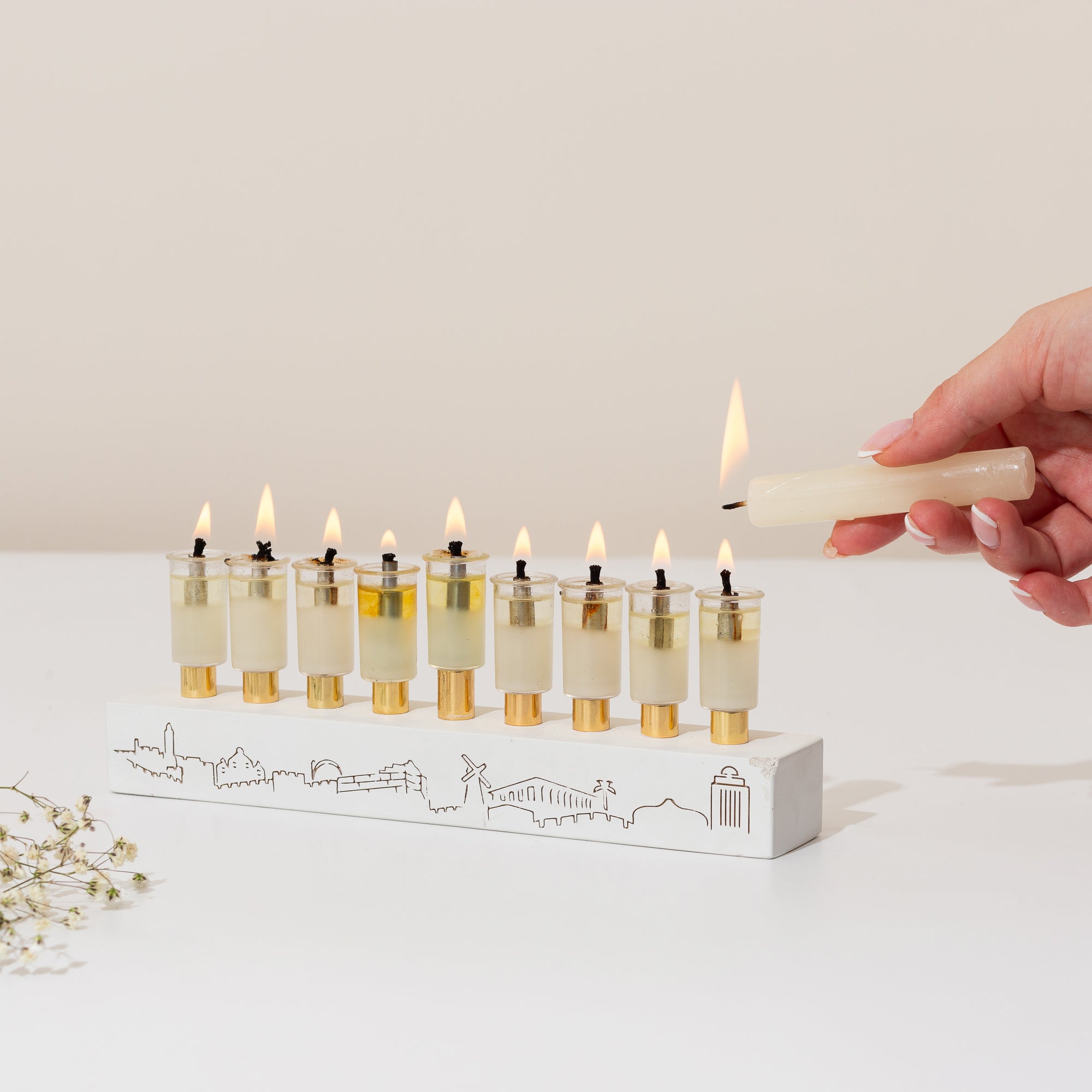 Modern Concrete Menorah - Jerusalem Outline S