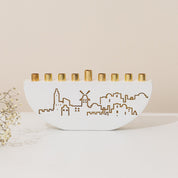 Stylish Hanukkah Menorah – Jerusalem Outline L Series