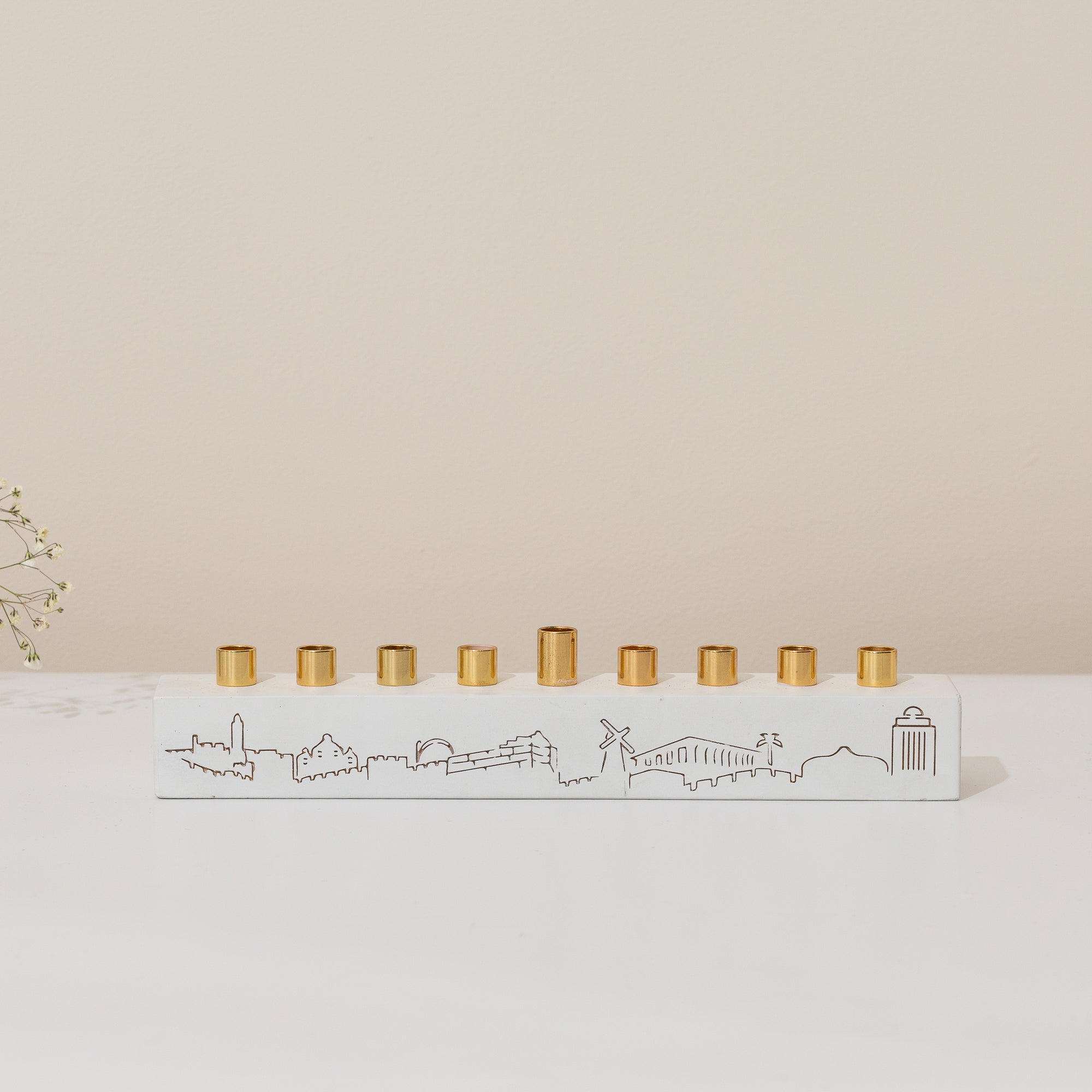 Modern Concrete Menorah - Jerusalem Outline S