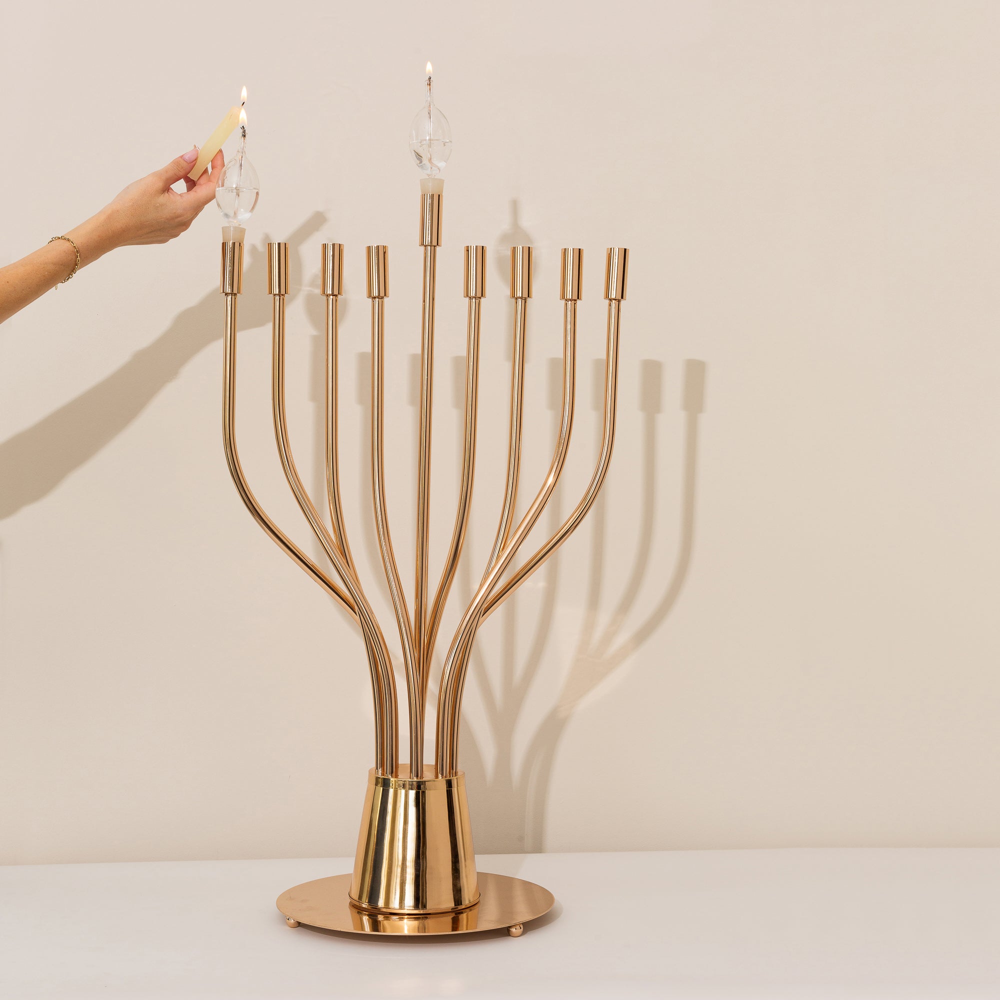 Gold Plated Menorah for Hanukkah - The Holy Spirit Series