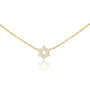 Diamond Tiny Magen David Necklace - 14K Gold