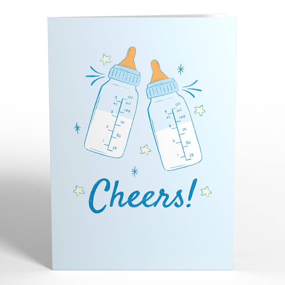 Poppin' Bottles and Changing Diapers New Baby Pop-up Card