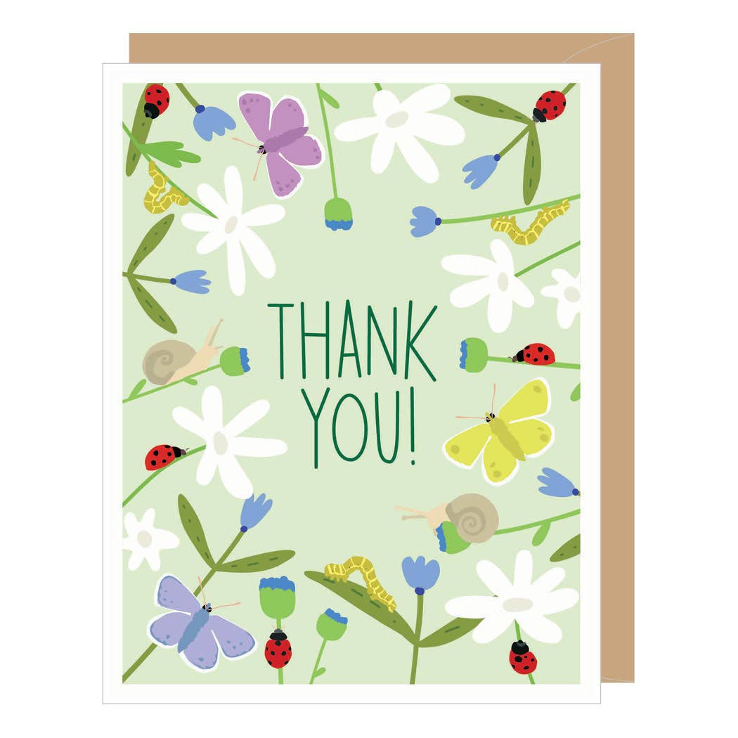 Ladybugs and Inchworms Thank You Card (single or boxed)