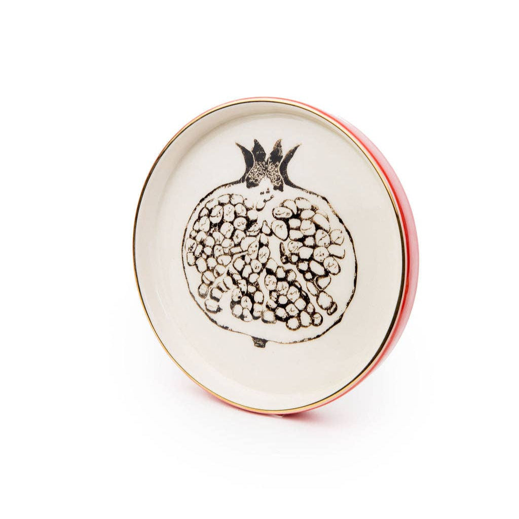 Round Ceramic Pomegranate Serving Trays | set Of 3