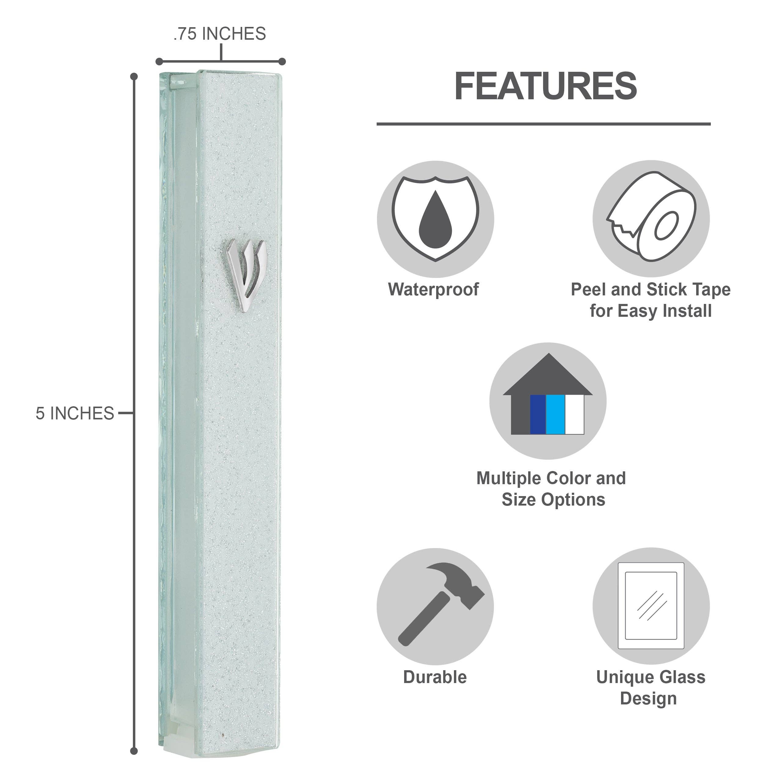 Silver Glitter Glass Mezuzah