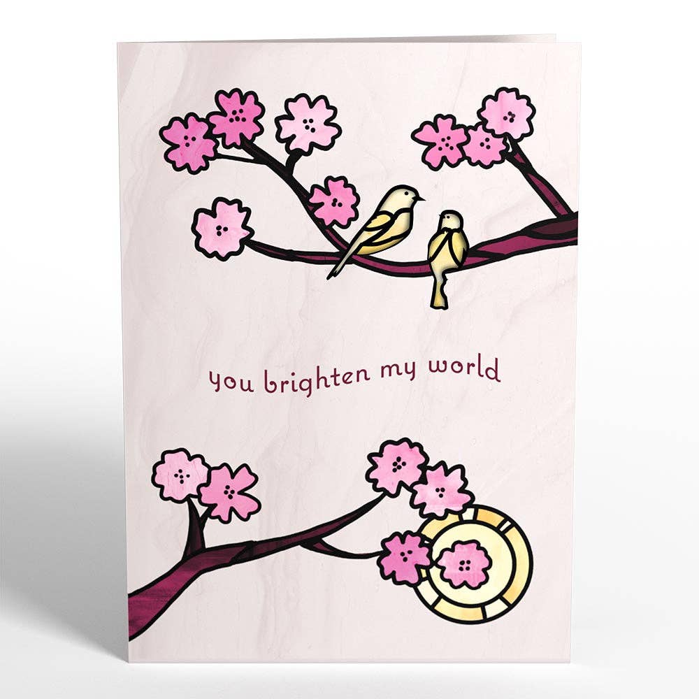 You Brighten My World Birds Suncatcher Card, Pop-Up