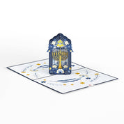 Elegant Stained Glass Hanukkah Card, Pop-Up Cards