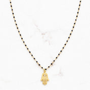 Hamsa or Star of David Enamel Beaded Charm Necklace