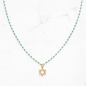 Hamsa or Star of David Enamel Beaded Charm Necklace