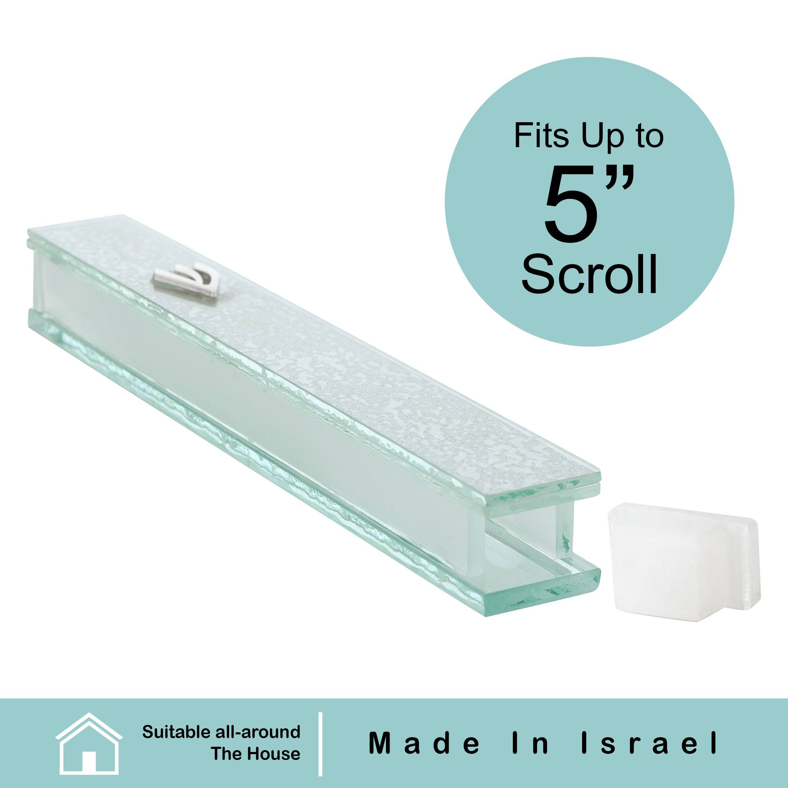 Silver Glitter Glass Mezuzah