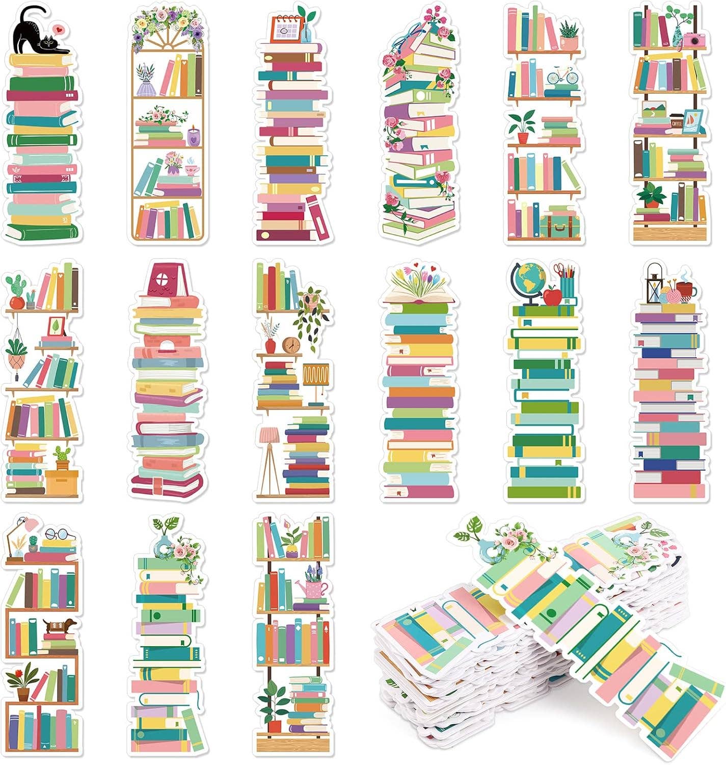 Whimsical Bookshelf Bookmarks – Customizable for Readers