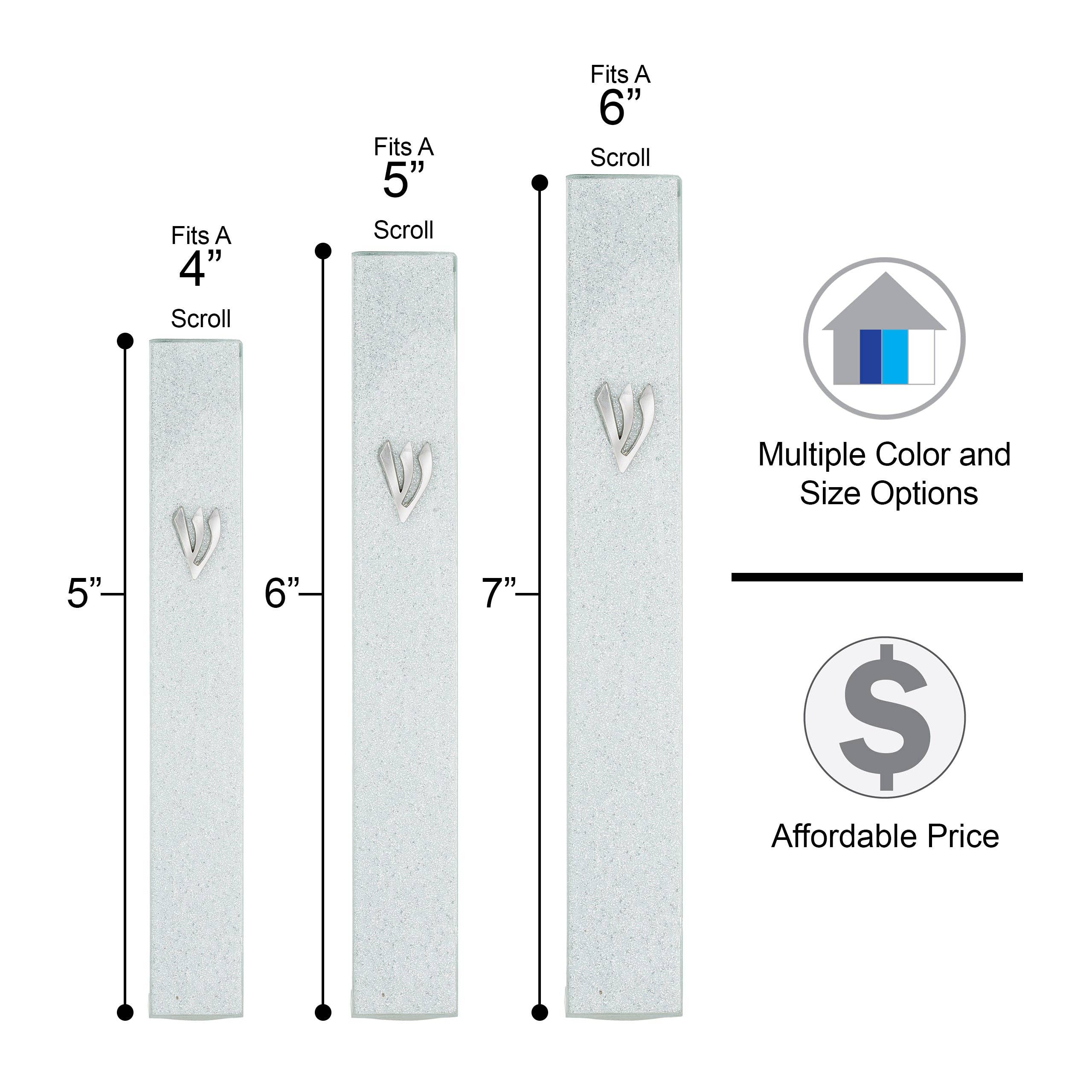 Silver Glitter Glass Mezuzah