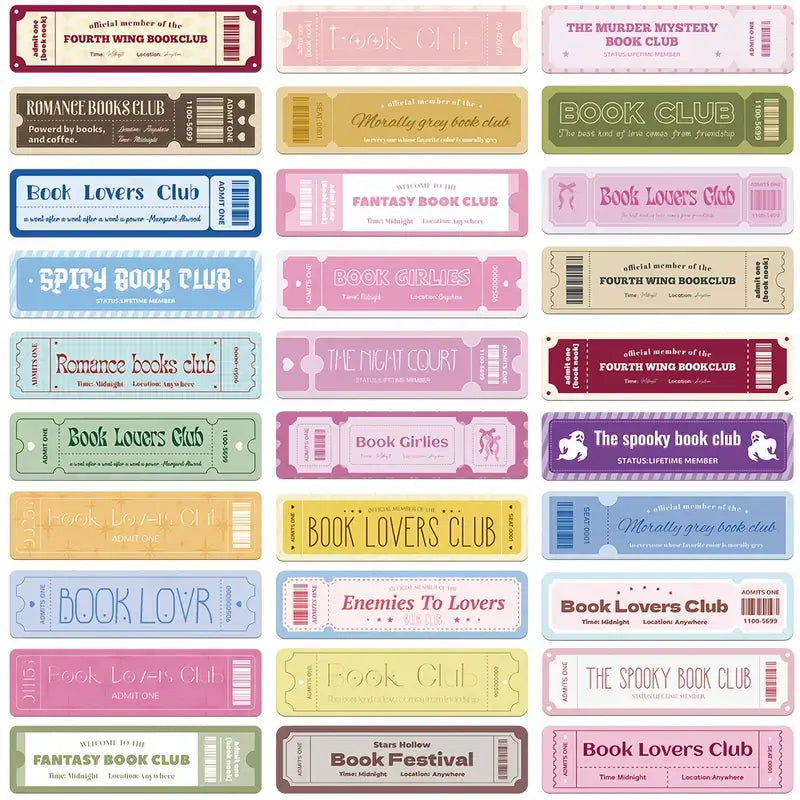 Book Club Ticket Bookmarks | Literary Bookmarks Set