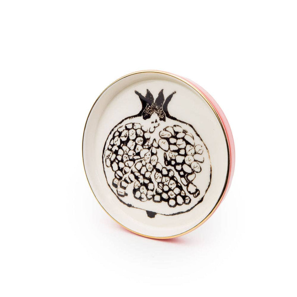 Round Ceramic Pomegranate Serving Trays | set Of 3