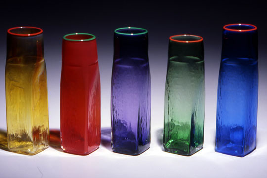 Hand Blown Multicolored Glass Bud Vase