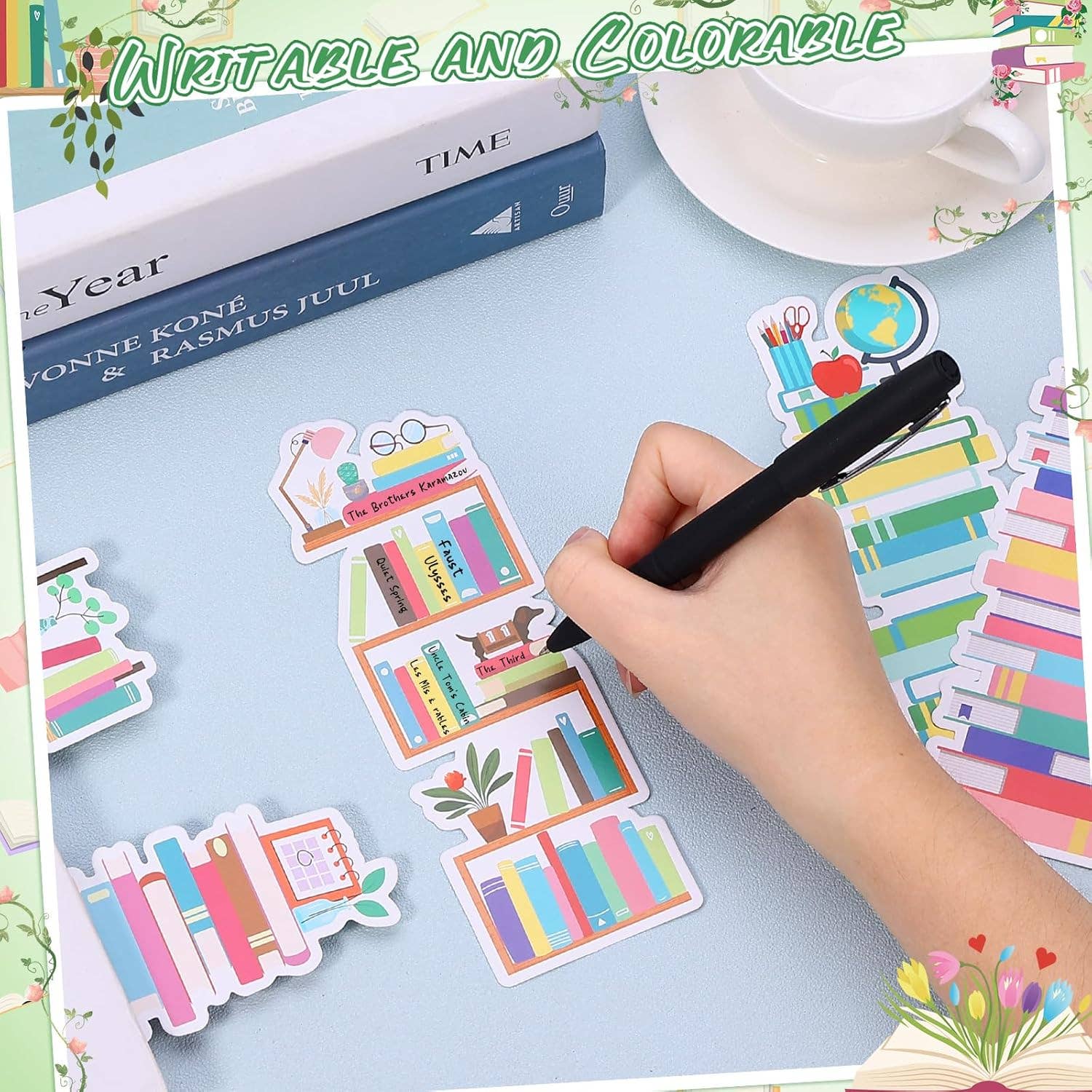 Whimsical Bookshelf Bookmarks – Customizable for Readers