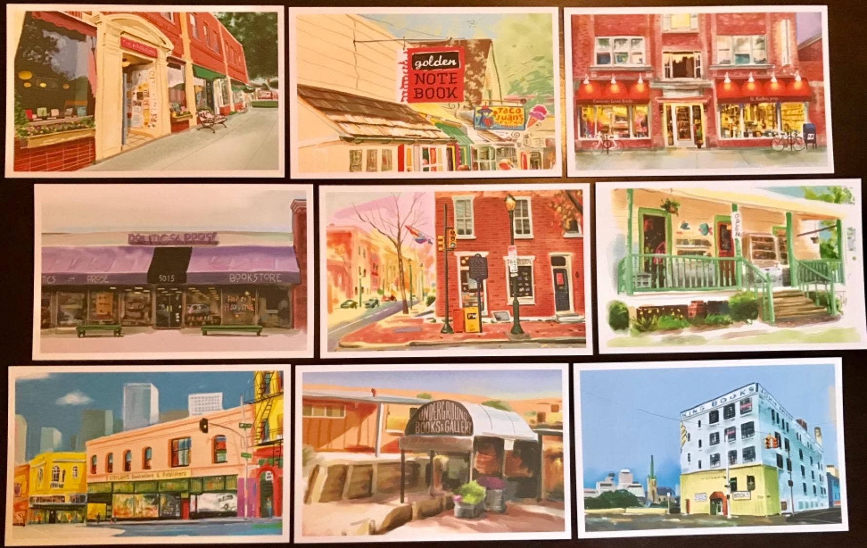 Postcards of Bookshops, Lucky Dip Set, Cool Illustrations