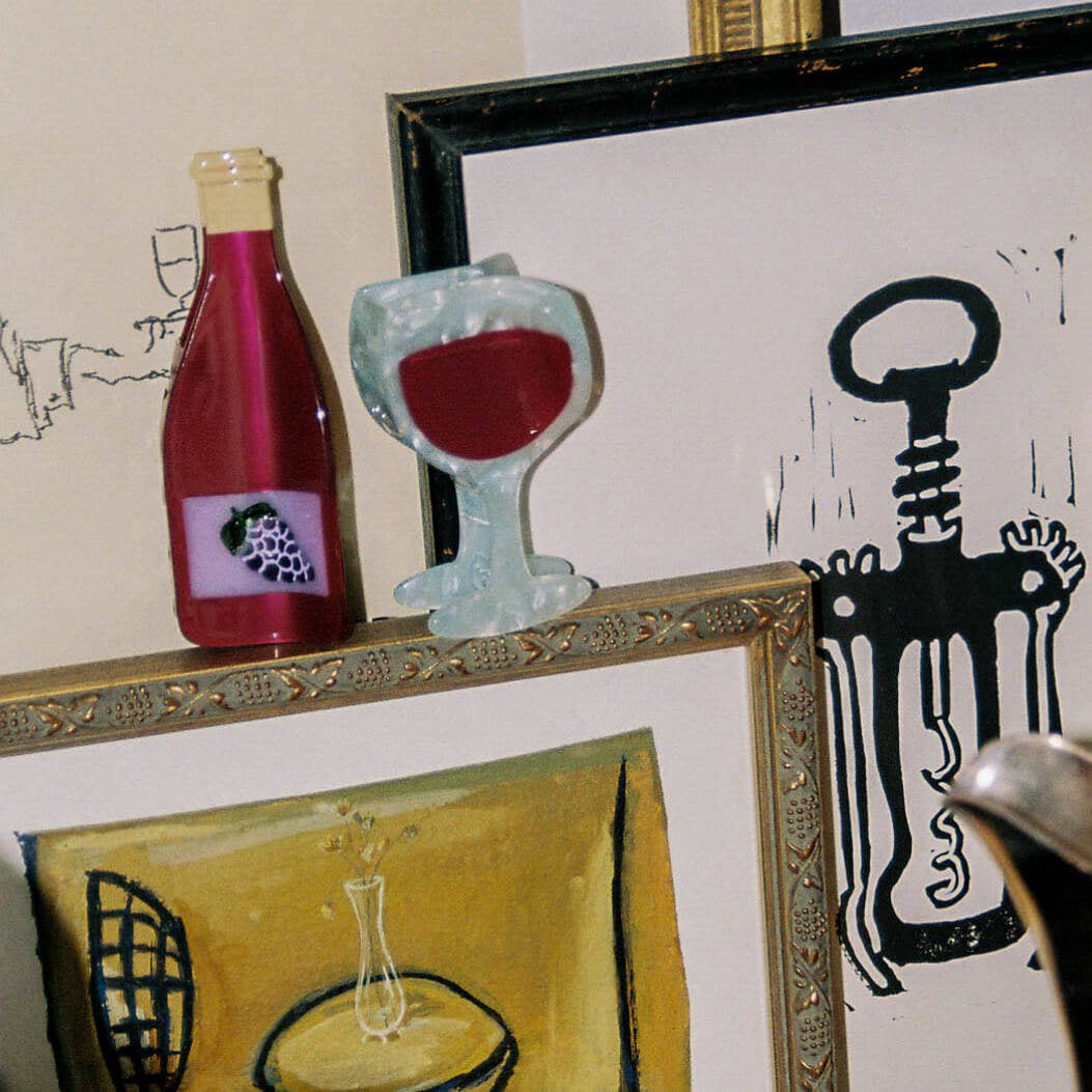 Midi Red Wine Glass Hair Claw Clip