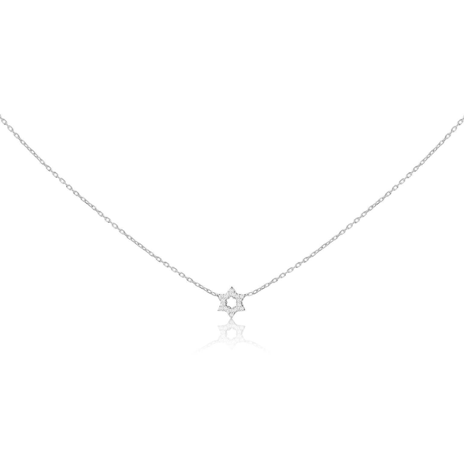 Diamond Tiny Magen David Necklace - 14K Gold