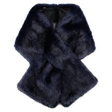 Faux Fur Scarf | Navy