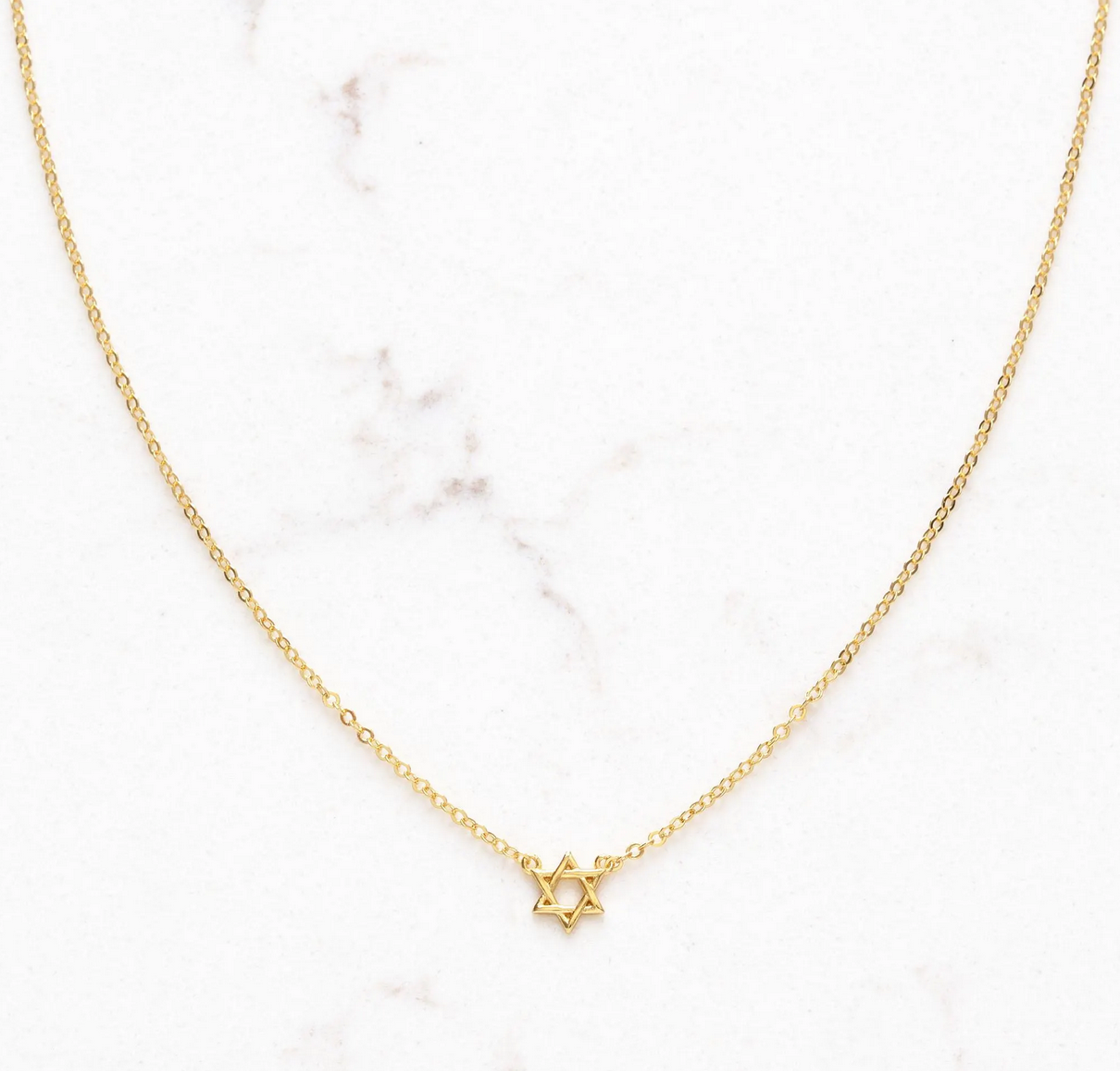 Teeny Tiny Star of David Necklace: Gold Vermeil Linear