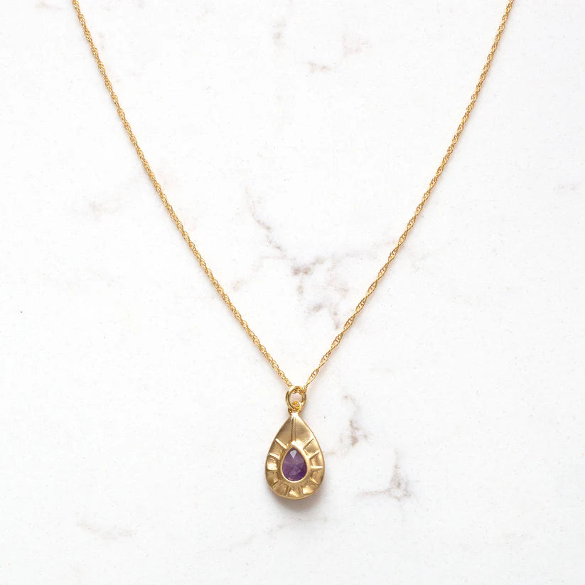 Semi Precious Tear Drop Medallion Necklace