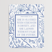 Proverbs 31:25 Blue Floral