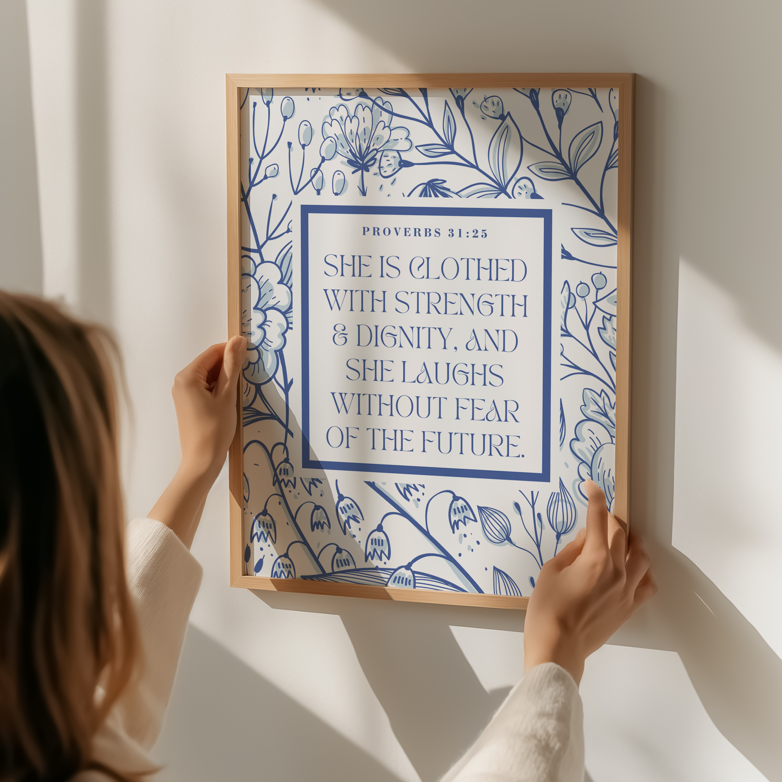 Proverbs 31:25 Blue Floral